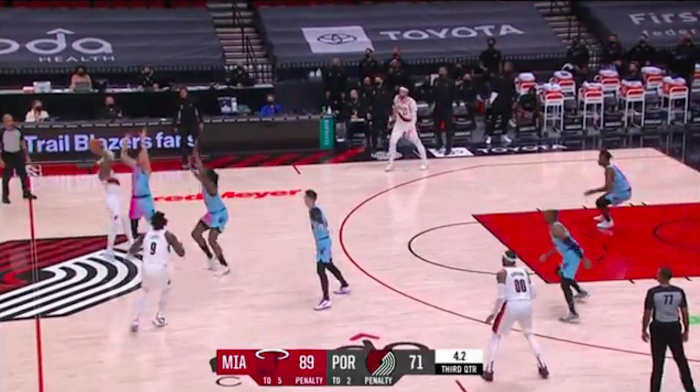 No one moved when the Miami Heat ran multiple defenders at Lillard with the clock winding down.